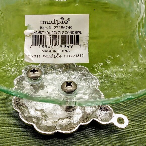 Mud Pie Ornament Holiday Glass Condiment Bowl NWT - Picture 5 of 5